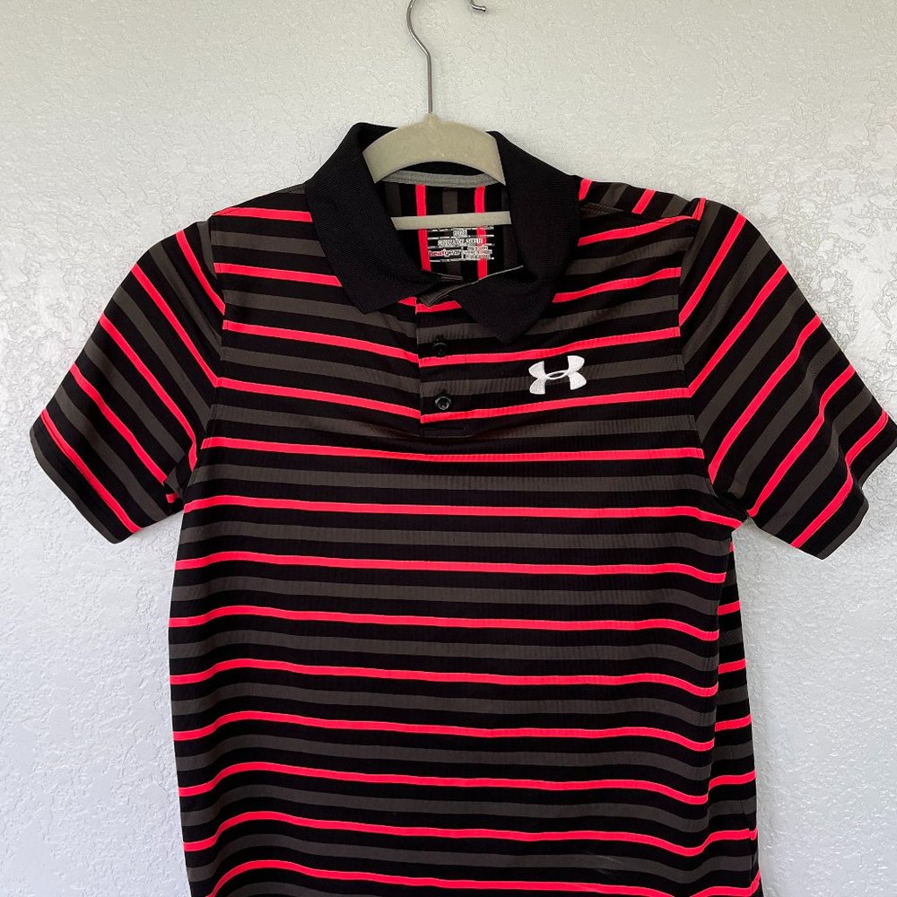 Under Armor Pink & Black Polo. Boys L. EUC.